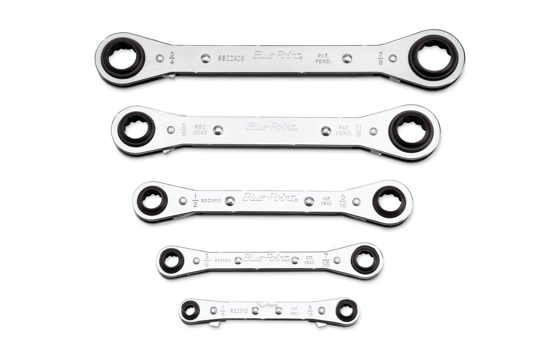 5 pc 12-Point SAE Latch-On® 0° Offset Ratcheting Box Wrench Set (1/4-7/8 5 pc 12-Point SAE Latch-On® 0° Offset Ratcheting Box Wrench Set (1/4-7/8